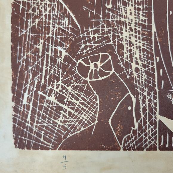 VTG Jesus Christ Crucifix Abstract Art Brown Daniel Cesio Expressionist Original - Picture 15 of 16